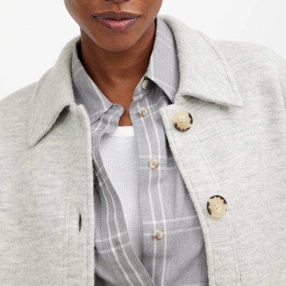 Madewell Boiled Wool Sweater Shirt Jacket Heather chrome grey size XL NWT NS677 - Picture 4 of 13